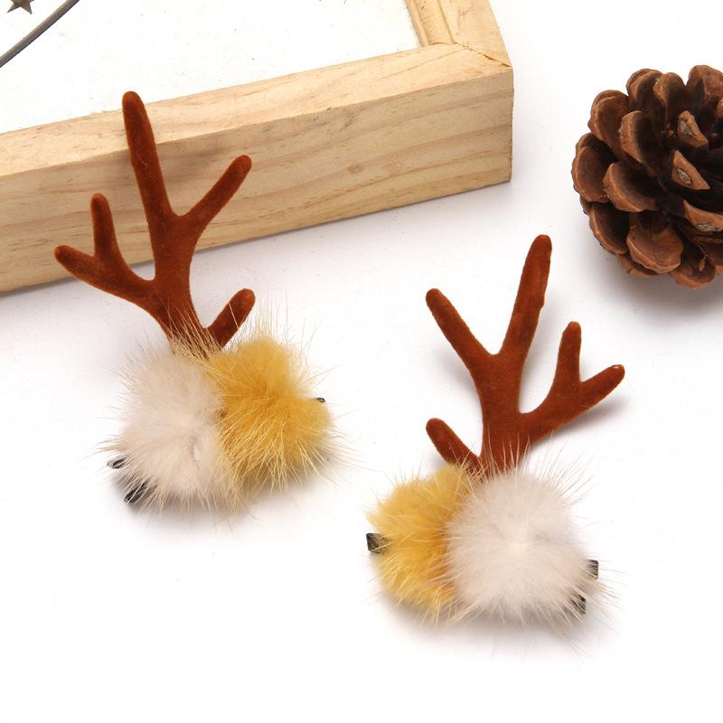 Christmas Reindeer Antler Hair Clips - Festive Elk Headwear Accessories