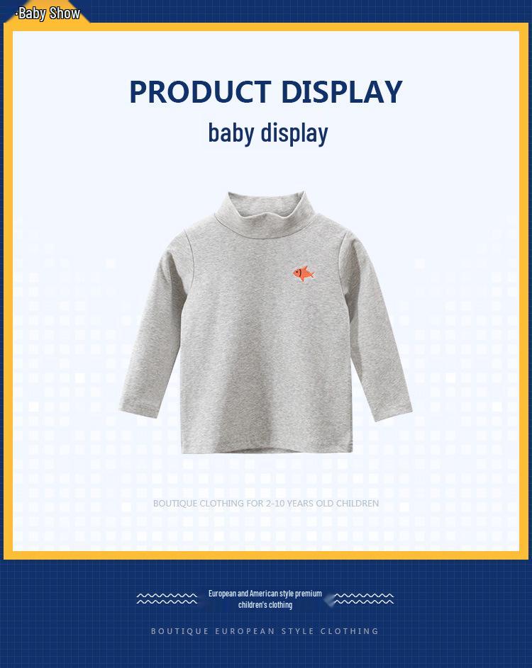 27kids Korean Style Kids' 2024 Spring Long Sleeve High Neck T-shirt