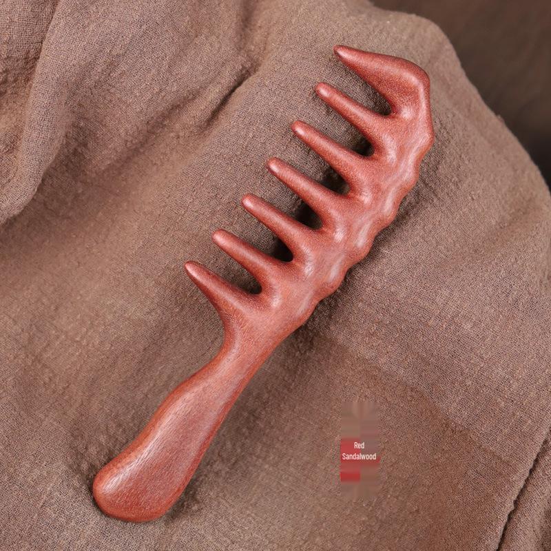 Sandalwood Wide-Tooth Comb for Curly Hair - Large Size, Portable, Unisex Head Therapy & Massage.