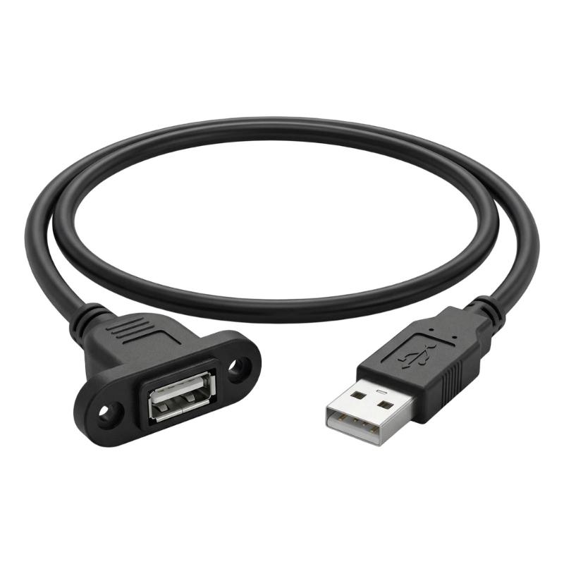 USB 2.0 Extension Cable Male To Female With Full Wrapped Screw Panel Mount for Industrial Desktop 30/50/100/150/200cm