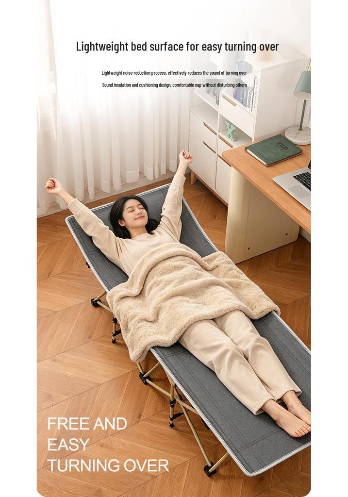 Portable Folding Bed for Office & Outdoors - Single Bed with Ten Legs for Camping, Relaxation, and Military Use.