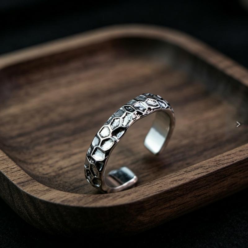 European & American Fashion Retro Smile Face Multi-layer Open Silver Ring - Trendy Korean Punk Simple Design for Women