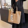 Yogodlns Elegant Ladies Straw Woven Handbag Women Holiday Beach Commute Casual Tote Top-Handle Bags Fashion Retro Shoulder Bags