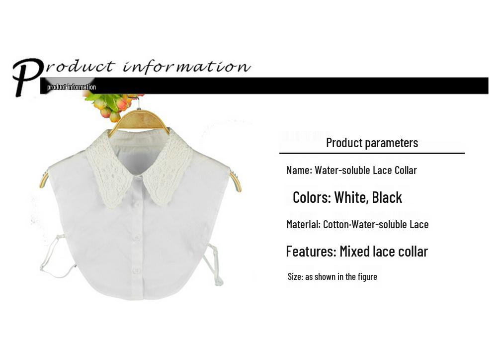 2022 Girls' Embroidered Versatile Fake Collar in White Milk Silk