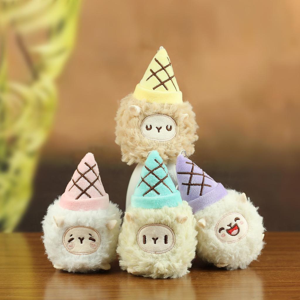 Plush Ice Cream Keychain Soft Toy With Pp Cotton Filling For Bag Decor And Gifts