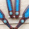Premium Horse Show Saddle Tack Western Leather Headstall Breast Collar