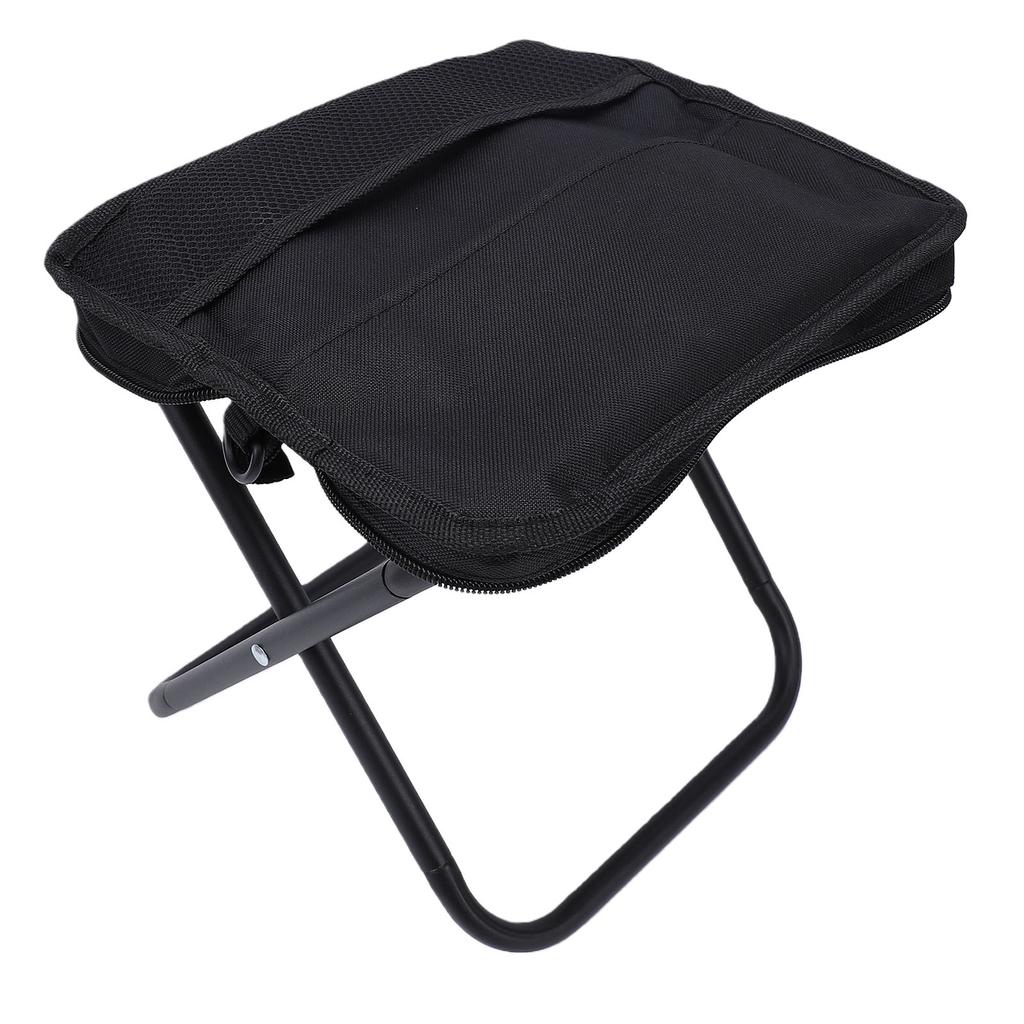 Outdoor Folding Stool Sling Bag 2 in 1 Portable Chair and Storage Pouch for Camping Hiking Fishing Black