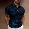Trendiges kurzärmeliges Poloshirt mit Blumenprint, perfekte Freizeitkleidung für Herren.