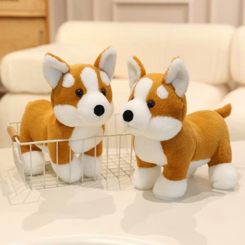 Hot Wholesale Holiday Gifts 28cm Standing Corgi Plush Toy Stuffed Hand Doll Cartoon Cute Pillow Home Decor Kids Birthday Gift