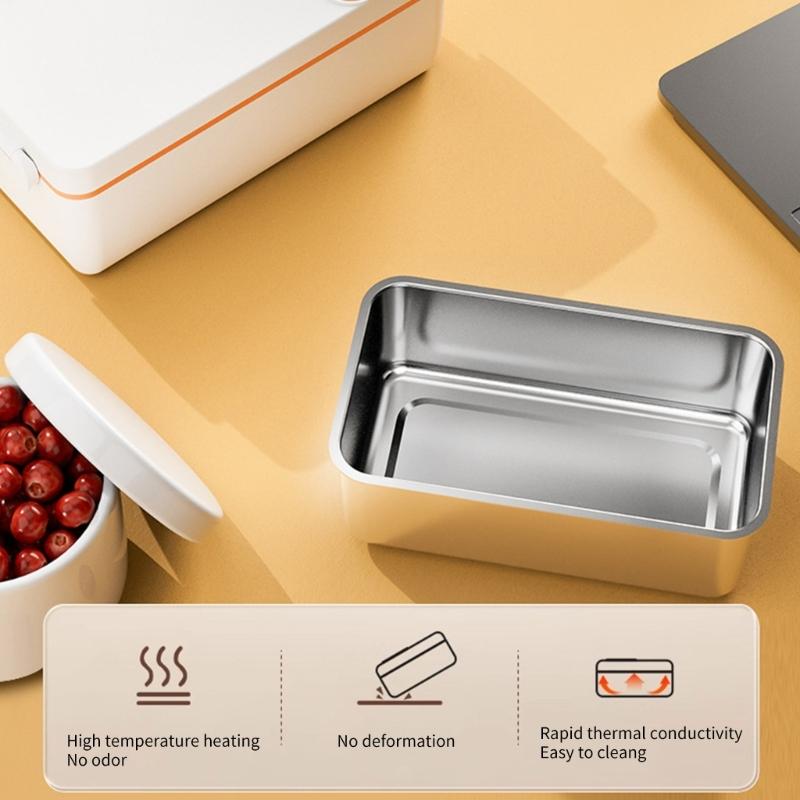 Practical Lunch Box 3200mAh Food Box Self Warming Food Storage Box 304Stainless Steel Texture for Various Setting