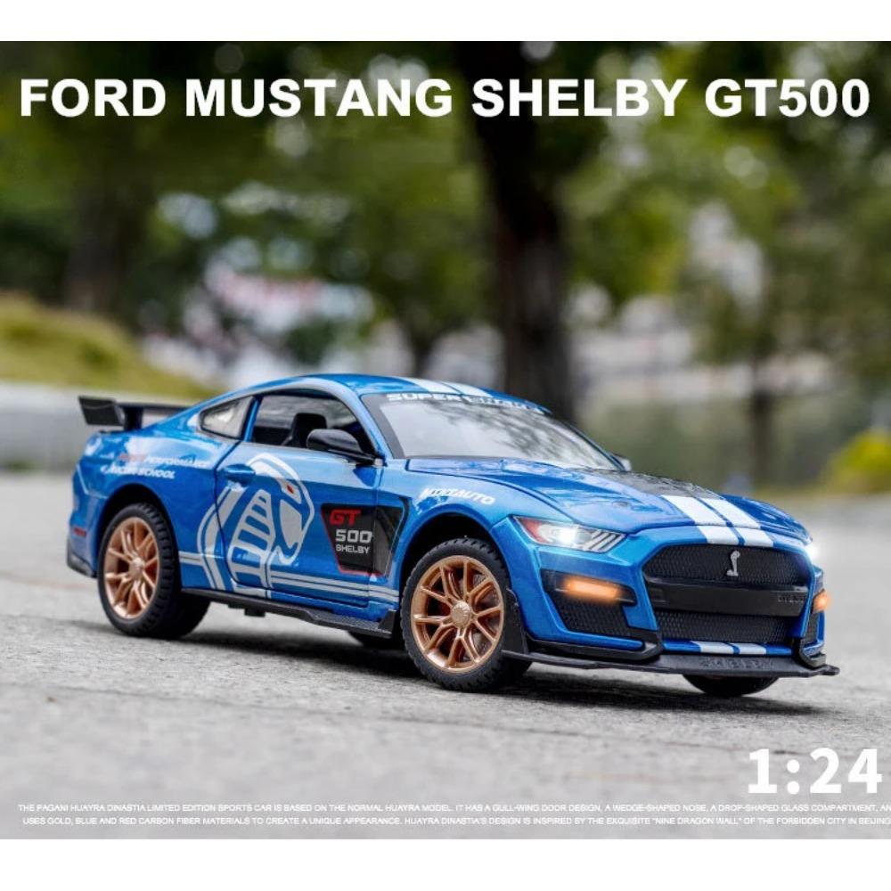 1/24 Ford Mustang Shelby GT500 Alloy Muscle Car Model Sound and Light Pull Back Children's Toy Collectibles Birthday Gift