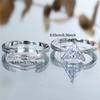 Crystal Female White Zircon Triangle Stone Ring Set Fashion Luxury Silver Color Bridal Wedding Engagement  For Women