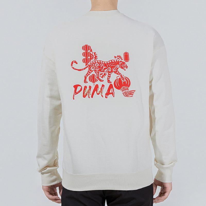 PUMA CNY Yott Sweatshirts Unisex White Crew Neck Moderate Regular 534740-65