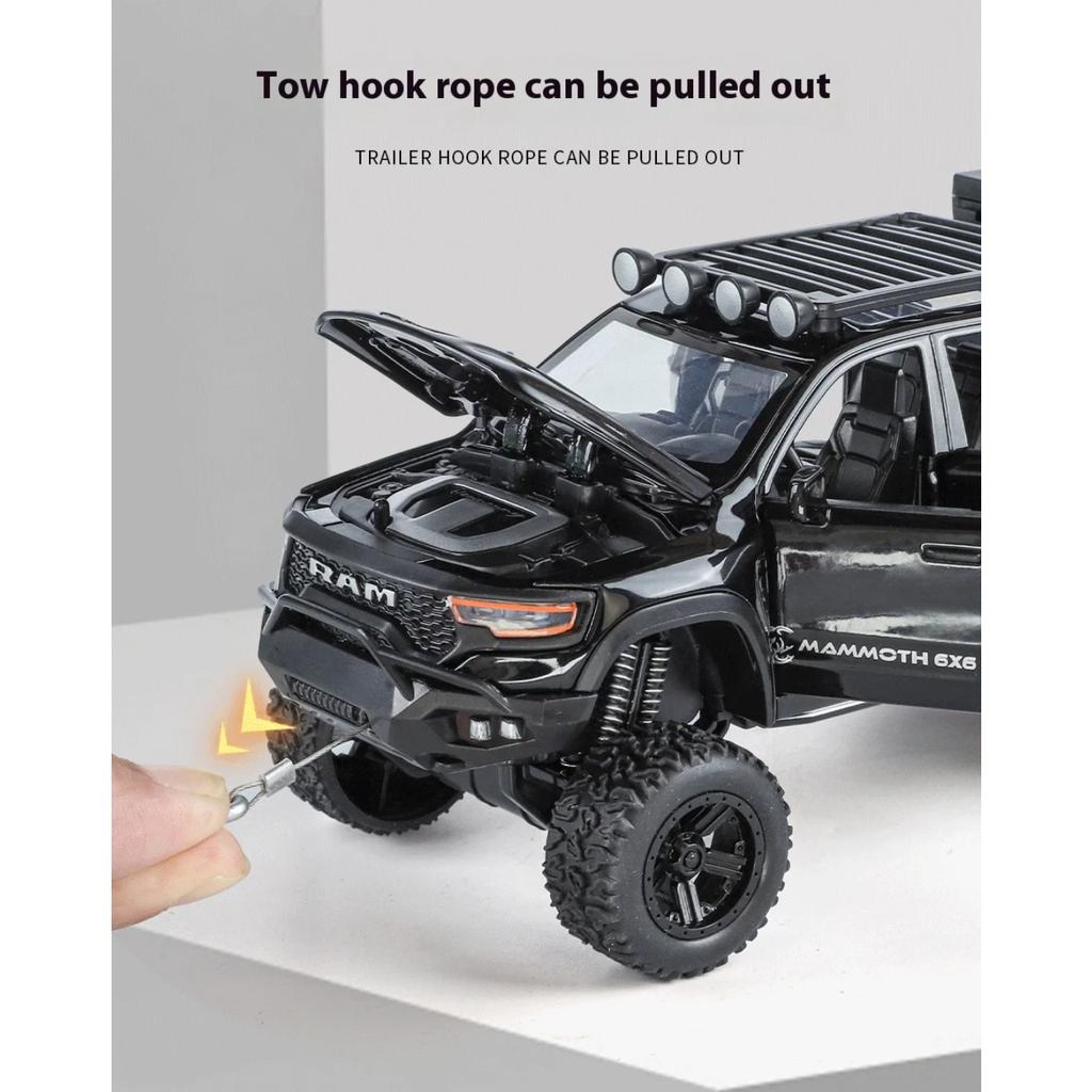 1/32 Dodge Mammoth 1000 6*6 TRX RAM Hennessey Off Road Pickup SUV Alloy Diecast Model Car Children's Toys Collectibles Gift Boy