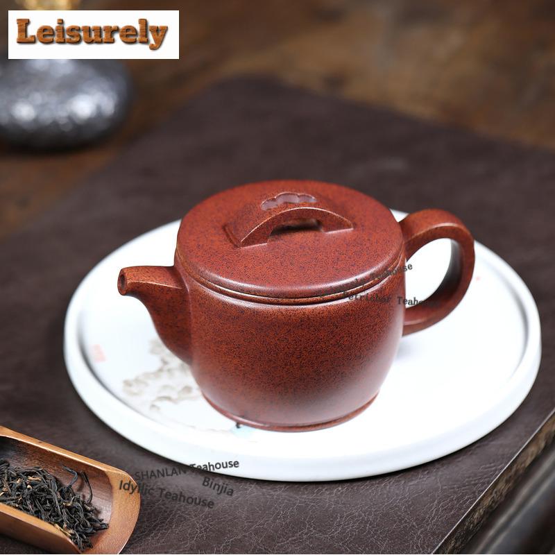 410ml Yixing Purple Clay Teapots Artists Handmade Large Caliber Pot Raw Ore The Keel Gold Sand Tea Soaking Kettle Zisha Tea Set