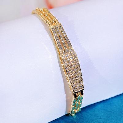 CMM Simple Jewelry Bracelets Gift Golden Inlaid CZ Zircon Strand Bracelet Bangle Women's Fashion Hand Accessories