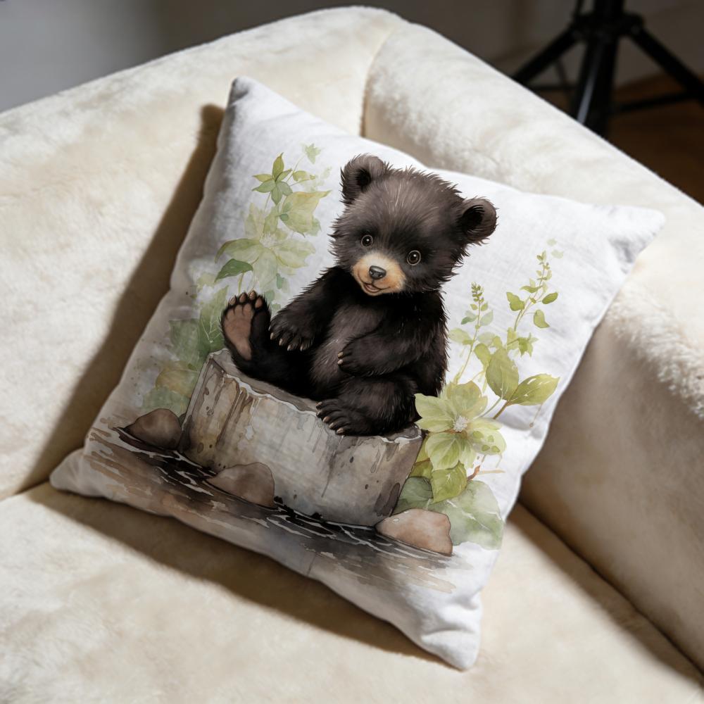 Hot HHoney Bear Paintinged Cushion Cover Soft Decorative Pillow Case Suitable for Bedroom Sofa Car Travel Use
