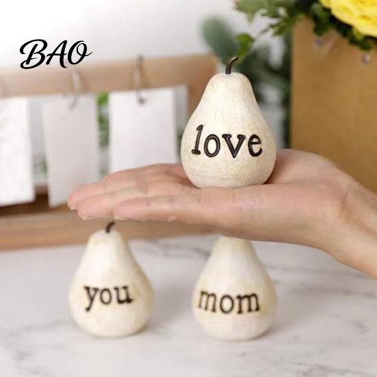 Mother Day Gifts Love/You/Mom Pear Sculpture, Decorative Resin Figurine, Vintage Style Unique Sculptures Birthday Ornament for Home Table Decor Small
