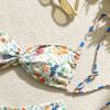Costume da bagno intero floreale per bambina Bikini sexy con spalline da donna Schiena scoperta a pieghe Stretto di alta gamma