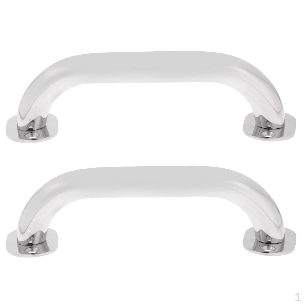 2 Pieces Boat Door Hatch Grab Handle Handrail 9" Oval Base 6 Stainless Steel Material Hand Rails