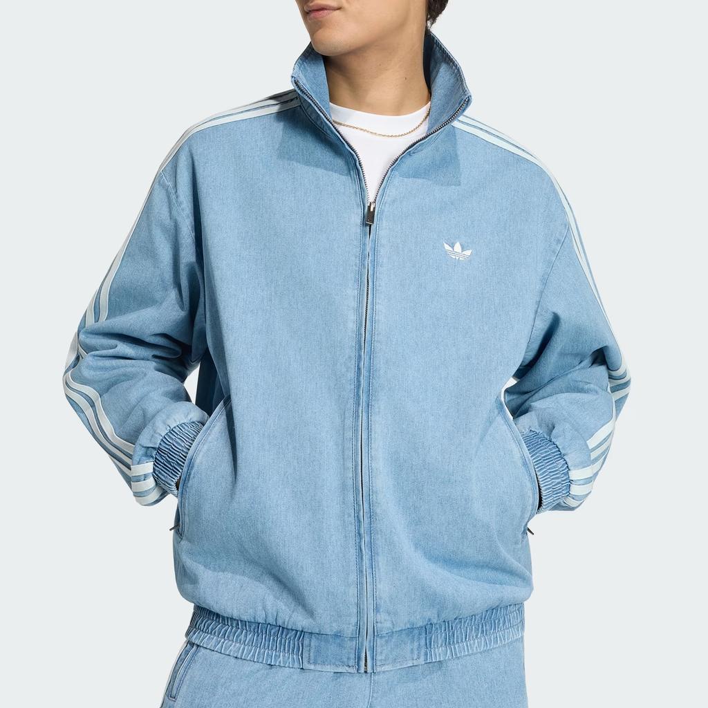 adidas Originals Firebird Sports Stripe Zip Long Sleeve Denim Jacket Men Jackets KX1196
