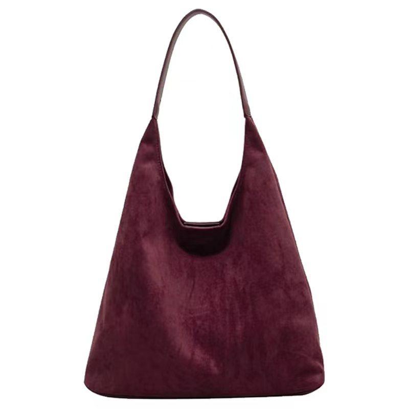 

Vintage Trendy Women s Bag Autumn Suede Shoulder Bag Large Capacity Solid Color Simple Casual Commuter Bags Retro Handbags