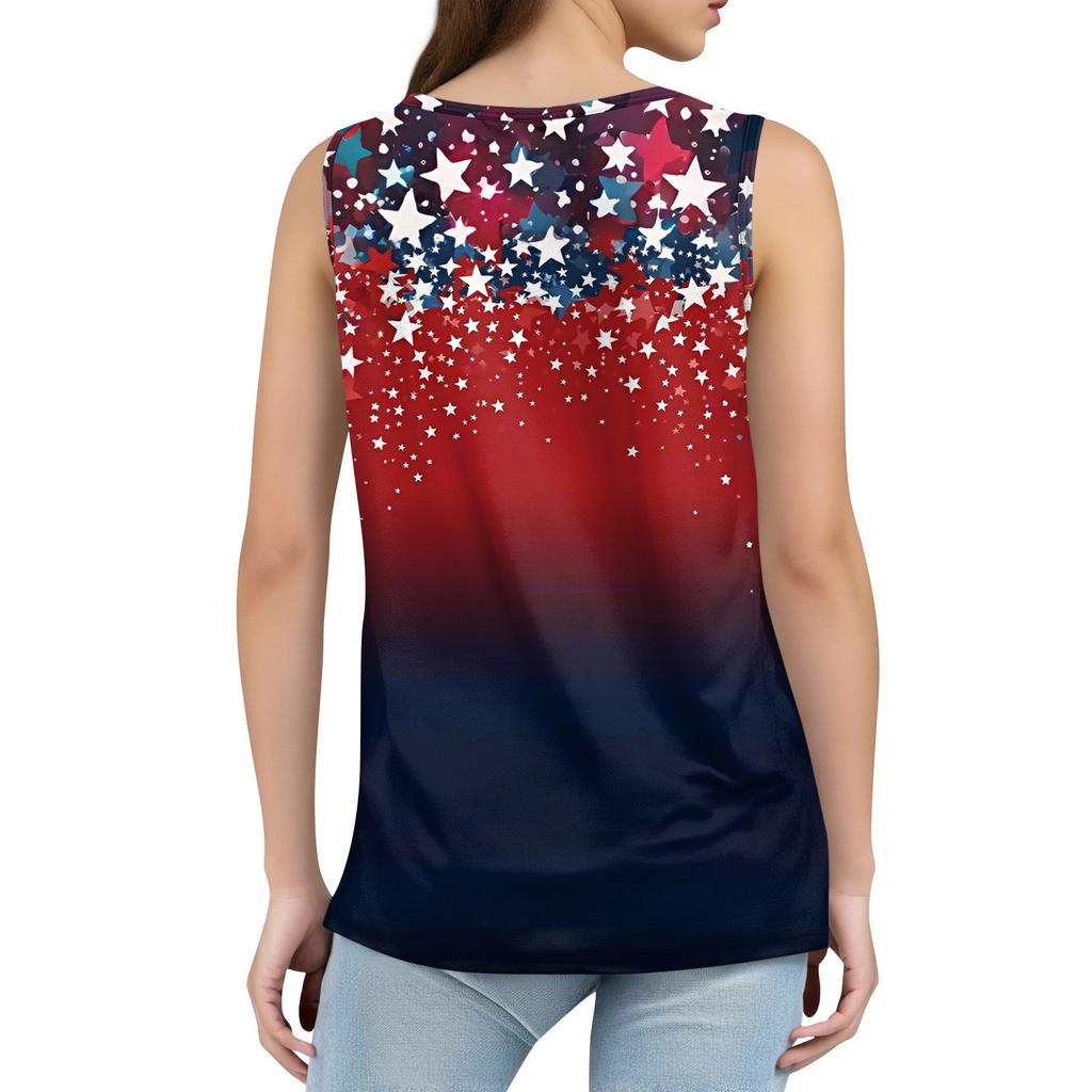 Tílko s čtvercovým límečkem Dámské tílko s potiskem Tričko Volný střih bez rukávů