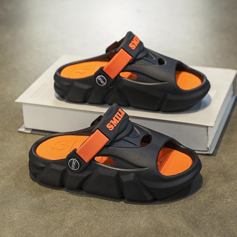 Summer Children's Slippers Boys and Girls Indoor Household One-word Mops Outdoor Wear Dual-purpose Thick-bottomed Non-slip and Wear-resistant Sandals