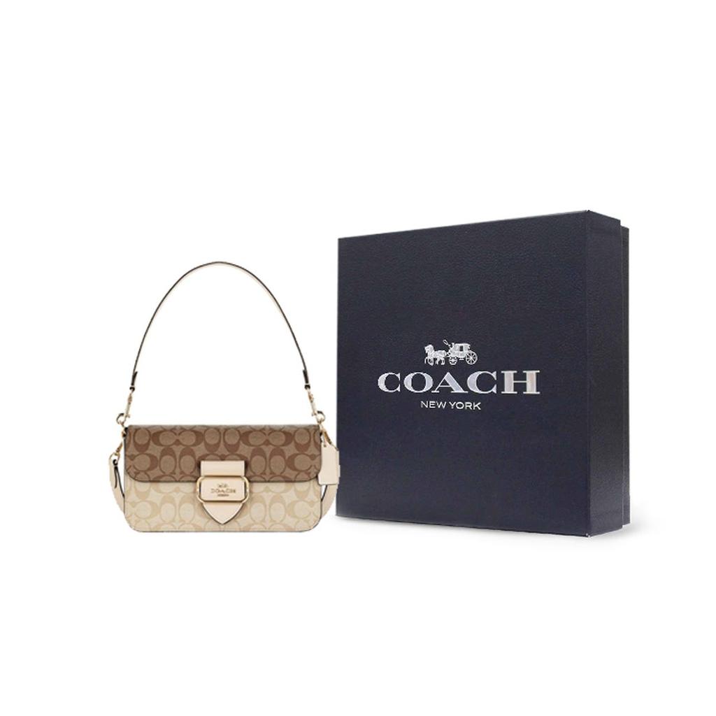 Coach Morgan 27 Classic Monogram Buckle Closure Canvas And Leather Handbag Women Handbags Light-Khaki CH506-IMOT4