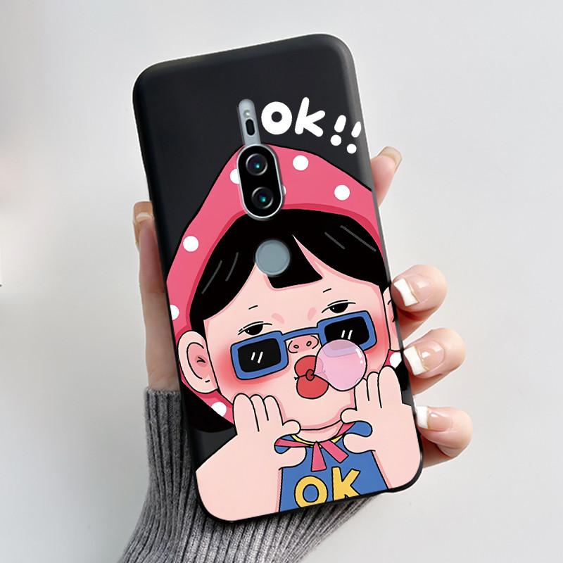 Per Sony Xperia XZ2 Premium SOV38 H8166 H8116 Custodia per Telefono Estetica Moda Gatto Carino Cartone Animato Nero Tocco Morbido Posteriore Cover in Silicone