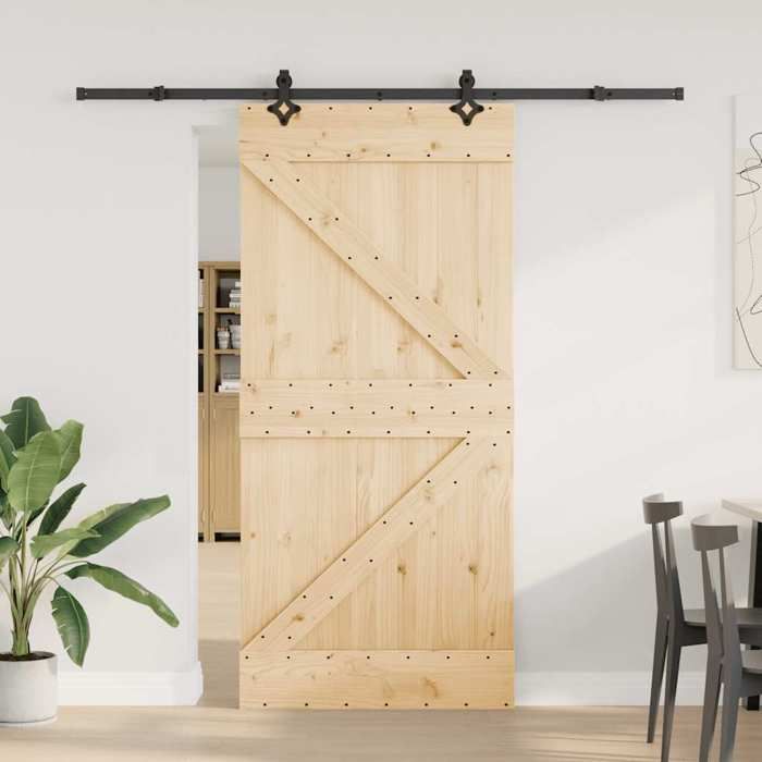 VidaXL Sliding Door and Hardware Kit 95x210 Cm Solid Pine 3332636
