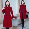 Elegant Pure Color Double Faced Wool Coat Women Slim Fit Mid Long High Quality Autumn Winter Trench Coat
