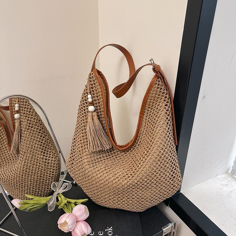 Large capacity fashion woven bag women's summer popular casual shoulder messenger bag casual commuter bag