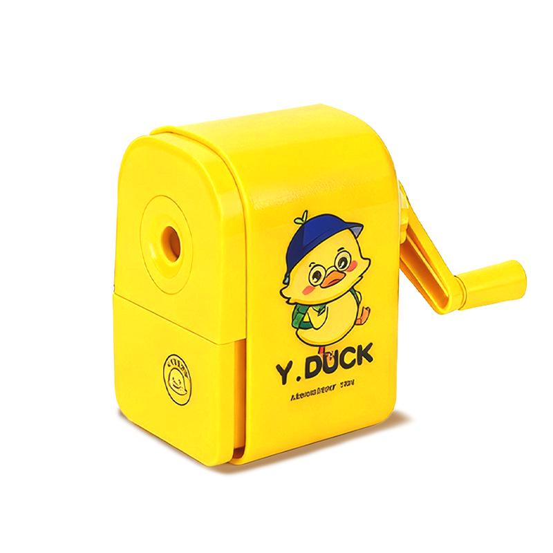 Cartoon Yellow Duck Pencil Sharpener for Kids - Cute Rotating Design