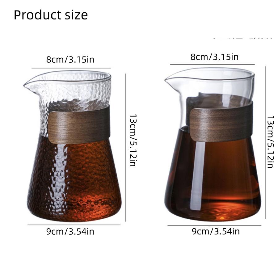 Glass Coffee Server Glass Coffee Carafe with Heat-Resistant Wood Loop 500ML/16oz Glass Coffee Carafe with Wood Ring