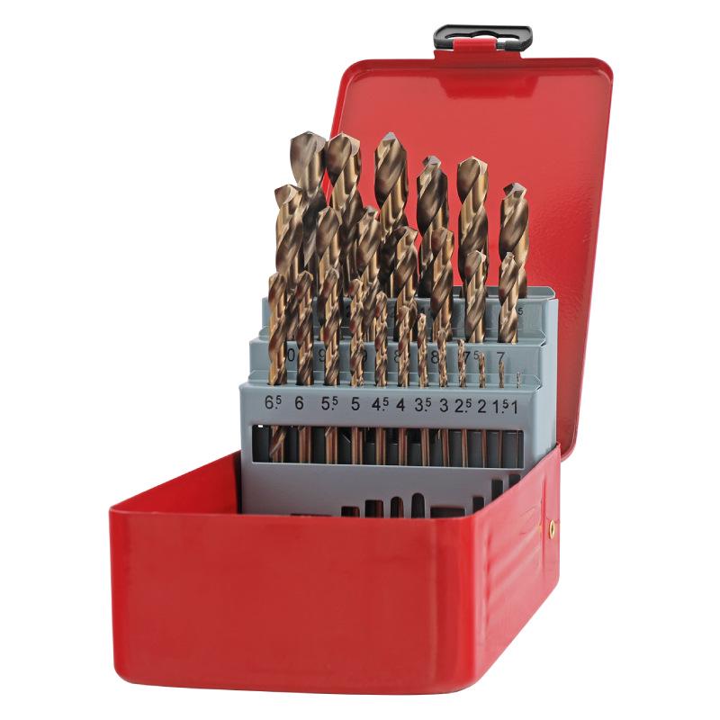 13-Piece High-Speed Steel Titanium-Plated Twist Drill Bit Set for Stainless Steel with Straight Shank