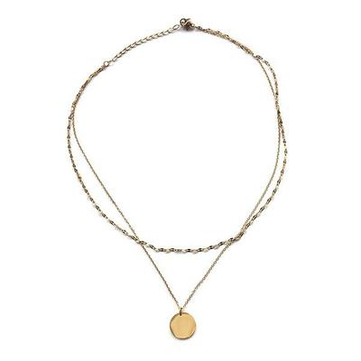 Coin Surgical Steel Layered Chain Pendant Necklace