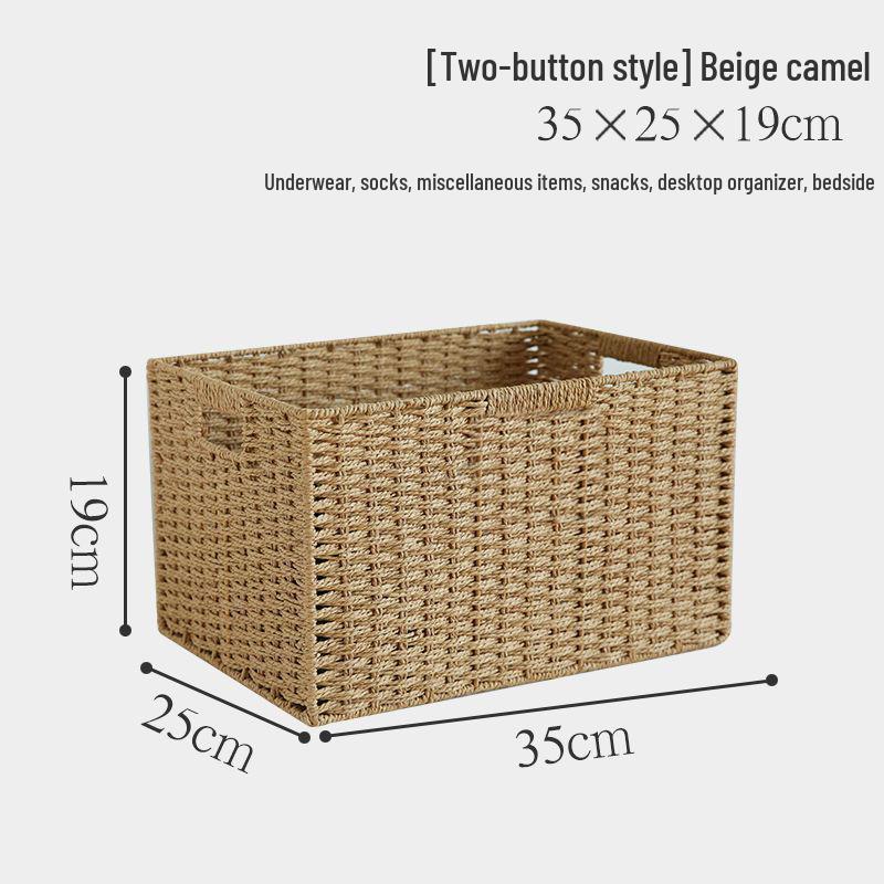 Japanese Style Large Rattan Storage Basket for Clothes, Toys, and Snacks