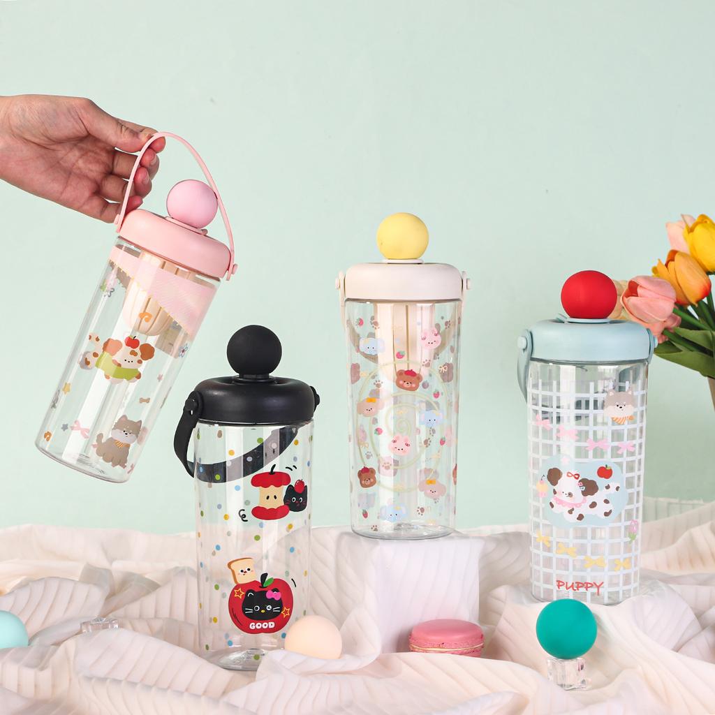 Water bottle creative portable float plastic cup summer tea separation straw cup girls outdoor portable cup wholesale