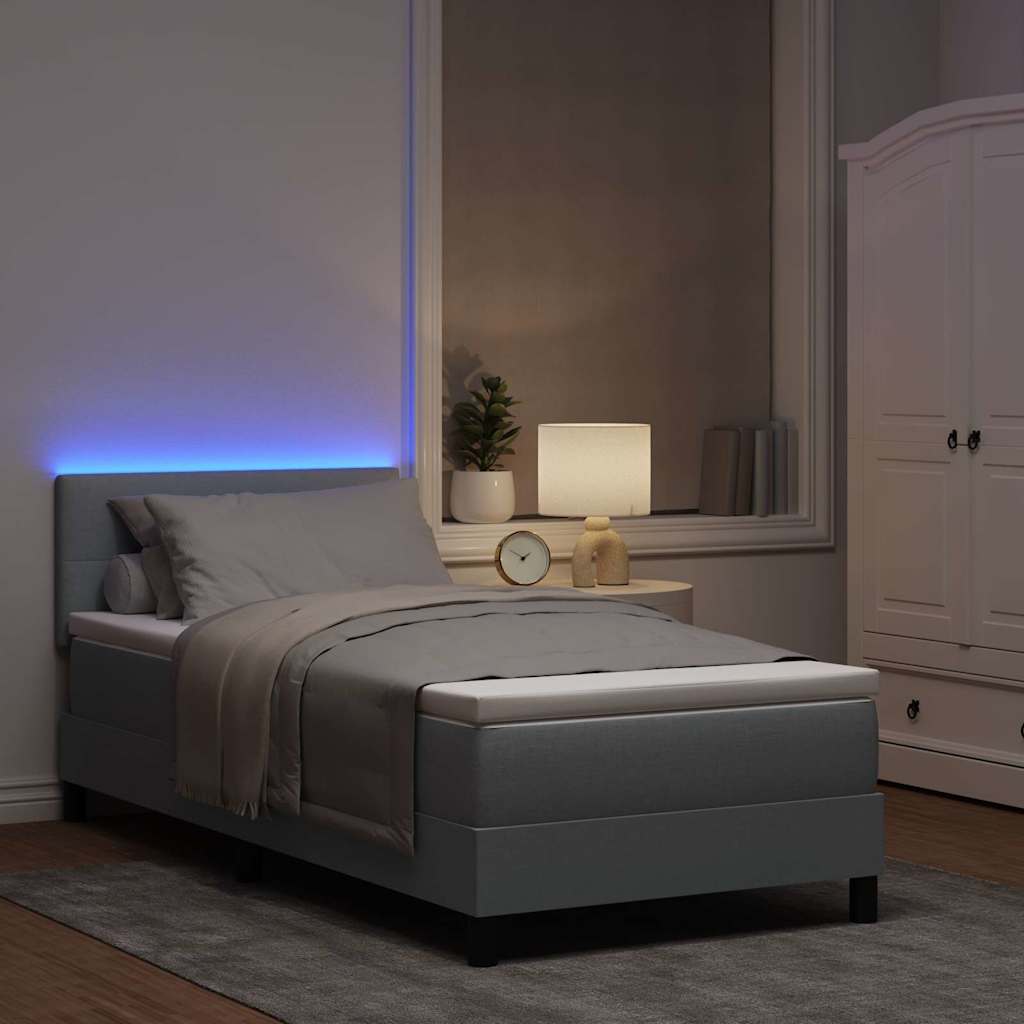 Boxspring Bed with LED Light Strips Light Gray 80 x 200 cm Fabric