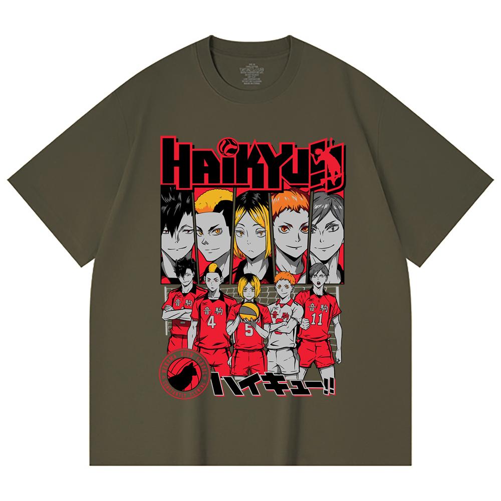 230 Gsm 100% Cotton Haikyu V8 Nekoma High Print Unisex Heavy Cotton T Shirt