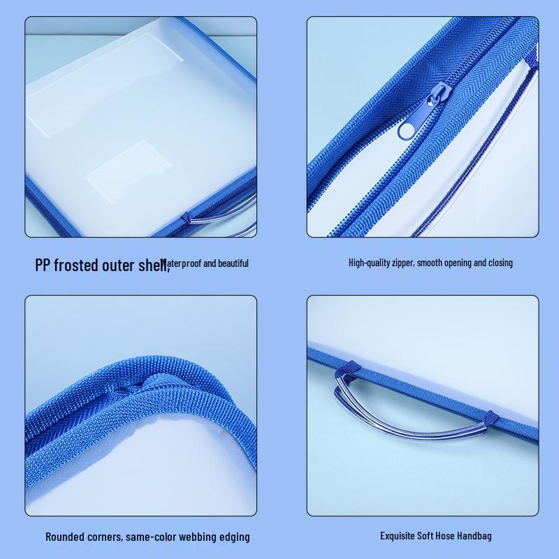 Japanese-Style Transparent Waterproof Zipper File Bag for Documents