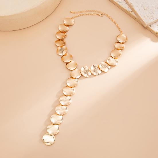 Collana a Y Chunky Dischi Metallici Choker Dischi Moneta Testurizzati Pendente