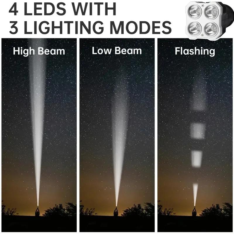 High Power 4 LED Flashlight Rechargeable Torch Protable Spotlights Camping Waterproof COB Side Light For Outdoor Hand Lantern