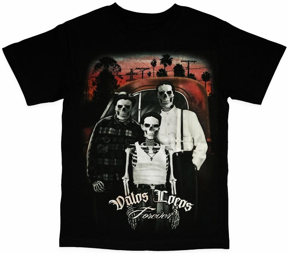 Vatos Locos Forever Skelton Dia De Los Muertos Mens Unisex T-Shirt XXXXL