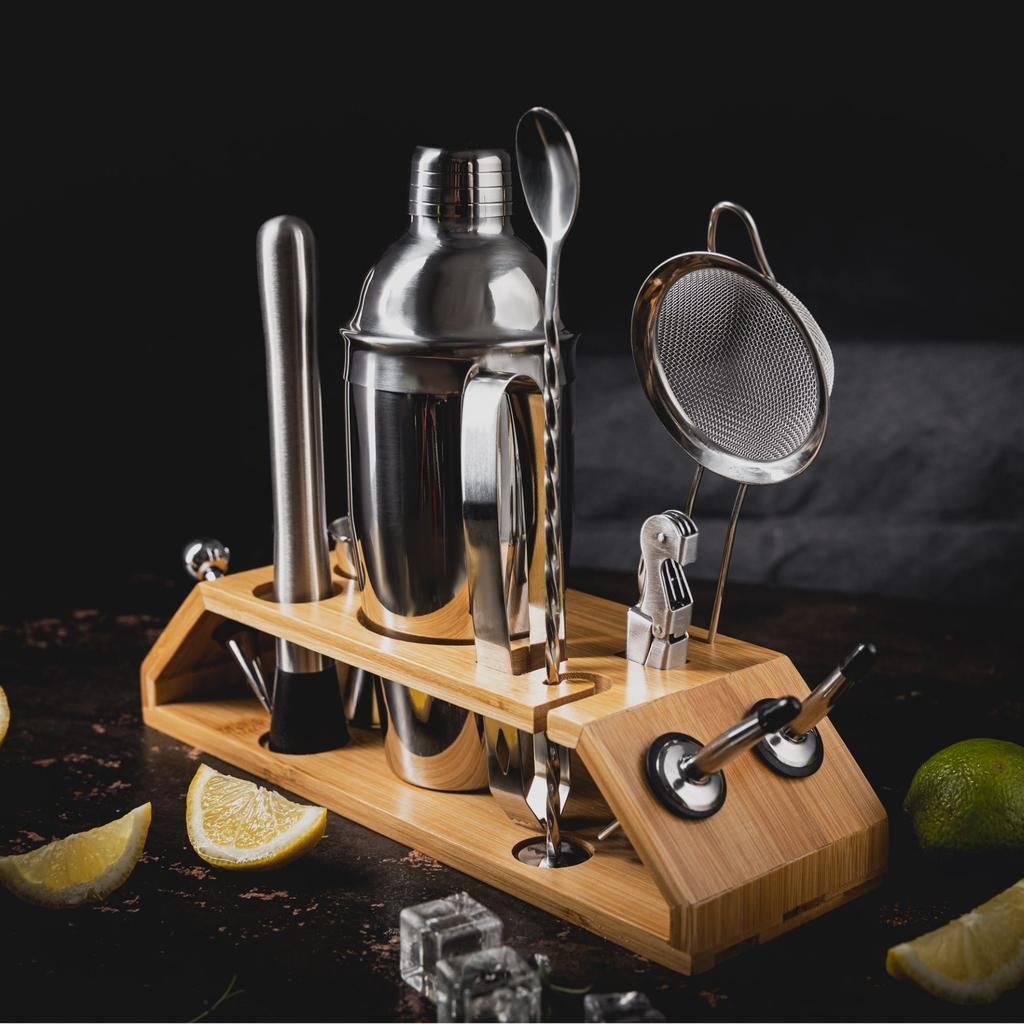 Zestaw barmański do drinków koktajli 13-ele Shaker srebrny KLAUSBERG KB-7654