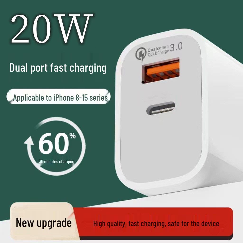 PD20W Fast Charger for Android, Apple, Huawei Phones - 3C Certified