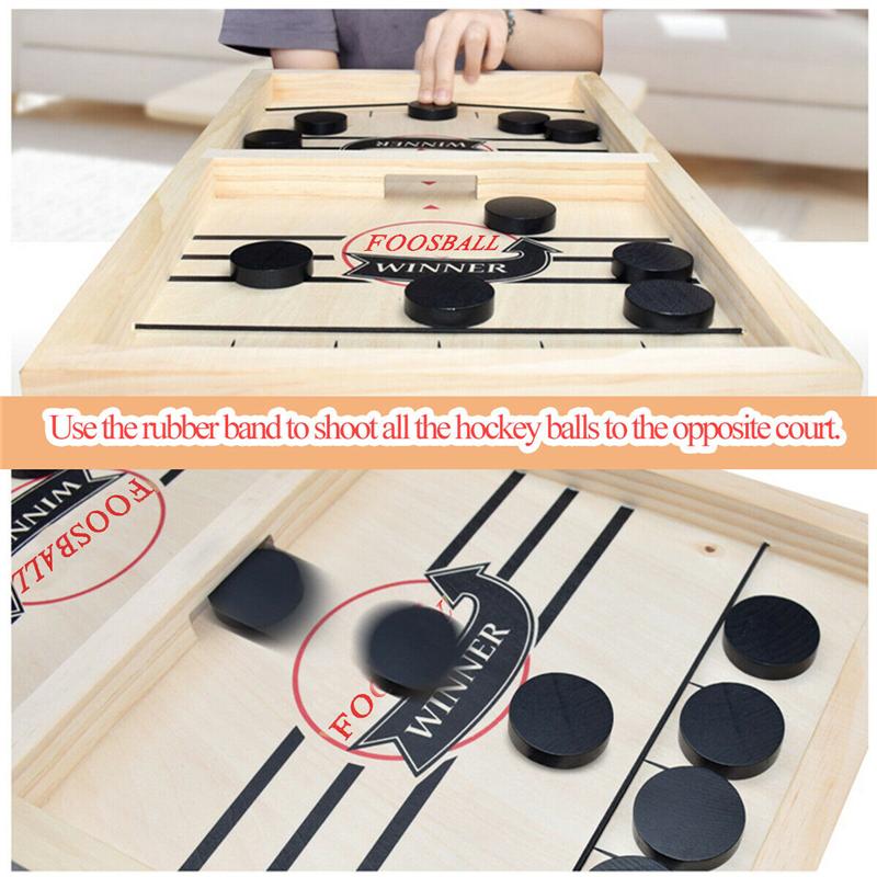 Fast Hockey Sling Puck Game Paced Wooden Table Winner Games Interactive Chess Toys For Adult Children Desktop Battle Board Game