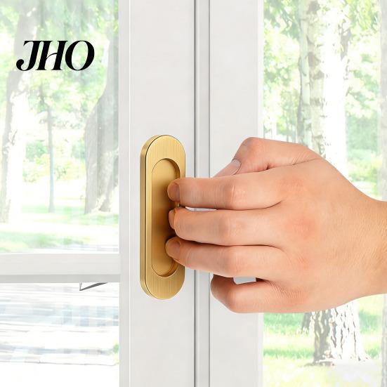 Stick-on Door Handle Self-Stick Oval Sliding Pull Aluminum Alloy Instant Self Adhesive Cabinet Barn Doors Windows Cabinets Hidden Recessed