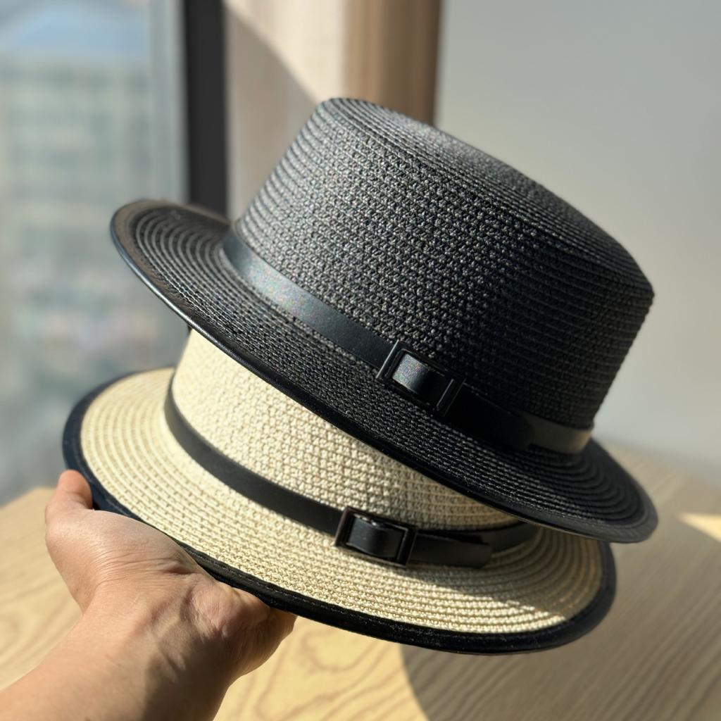 New Fashion Belt Decorative Straw Hat Women's Spring Summer Travel Straw Visor Sun Hat